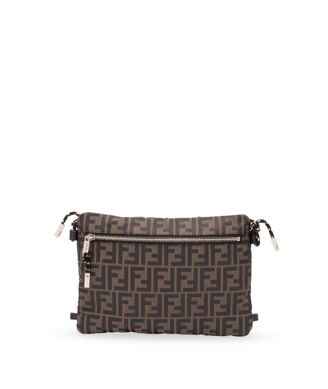 FENDI Коричневая тканевая барсетка, фото 1
