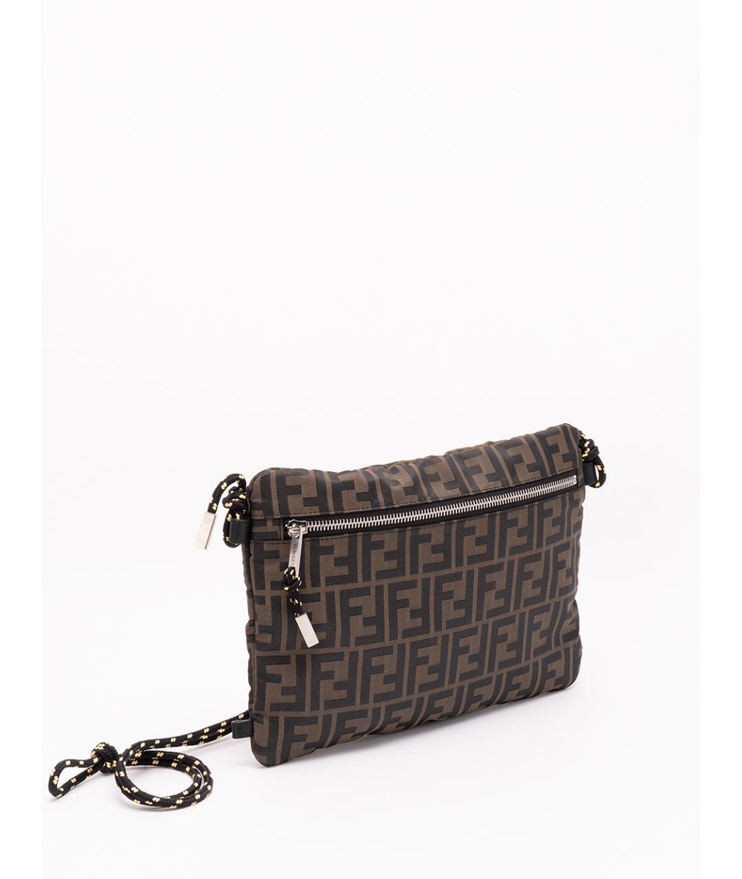 FENDI Коричневая тканевая барсетка, фото 3