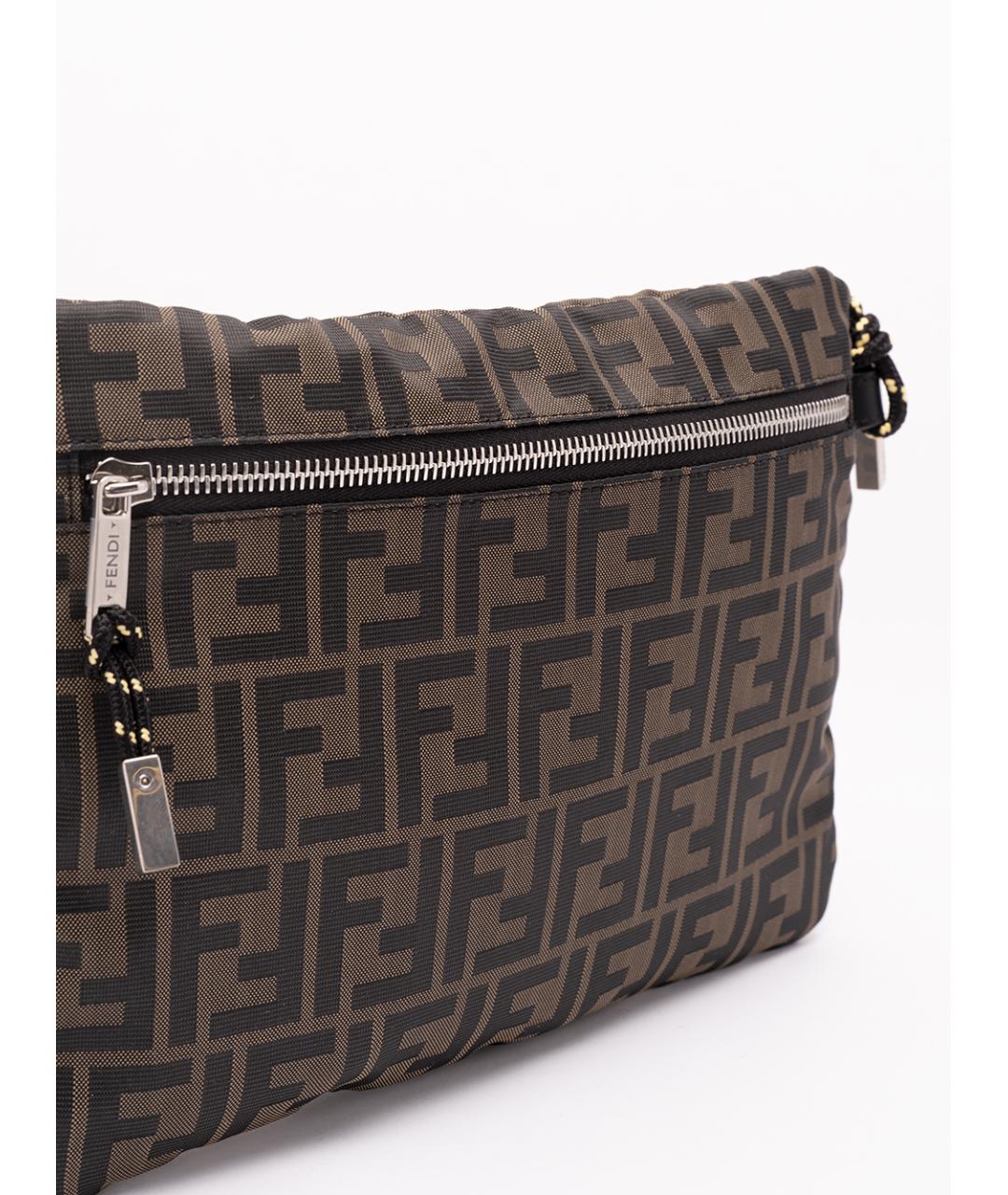 FENDI Коричневая тканевая барсетка, фото 5