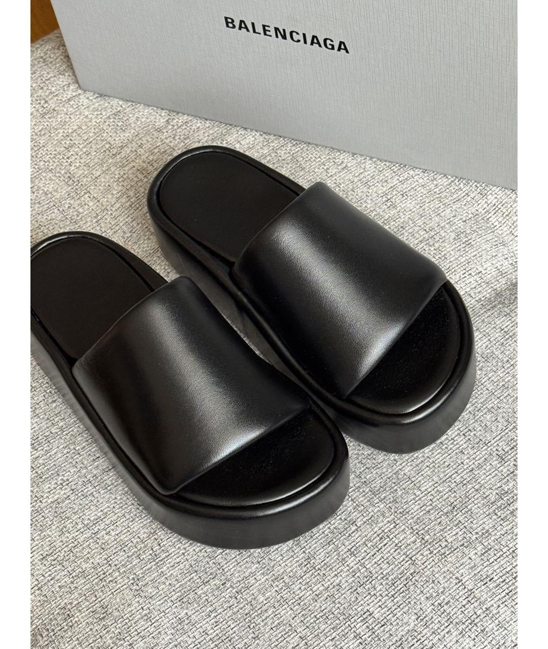BALENCIAGA Черные кожаные сабо, фото 3