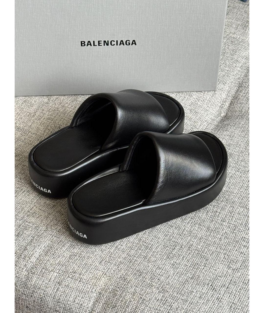 BALENCIAGA Черные кожаные сабо, фото 2