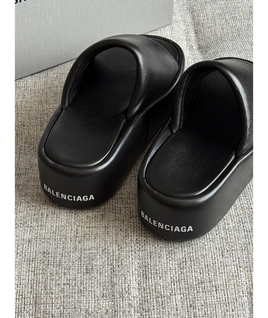 BALENCIAGA Черные кожаные сабо, фото 4