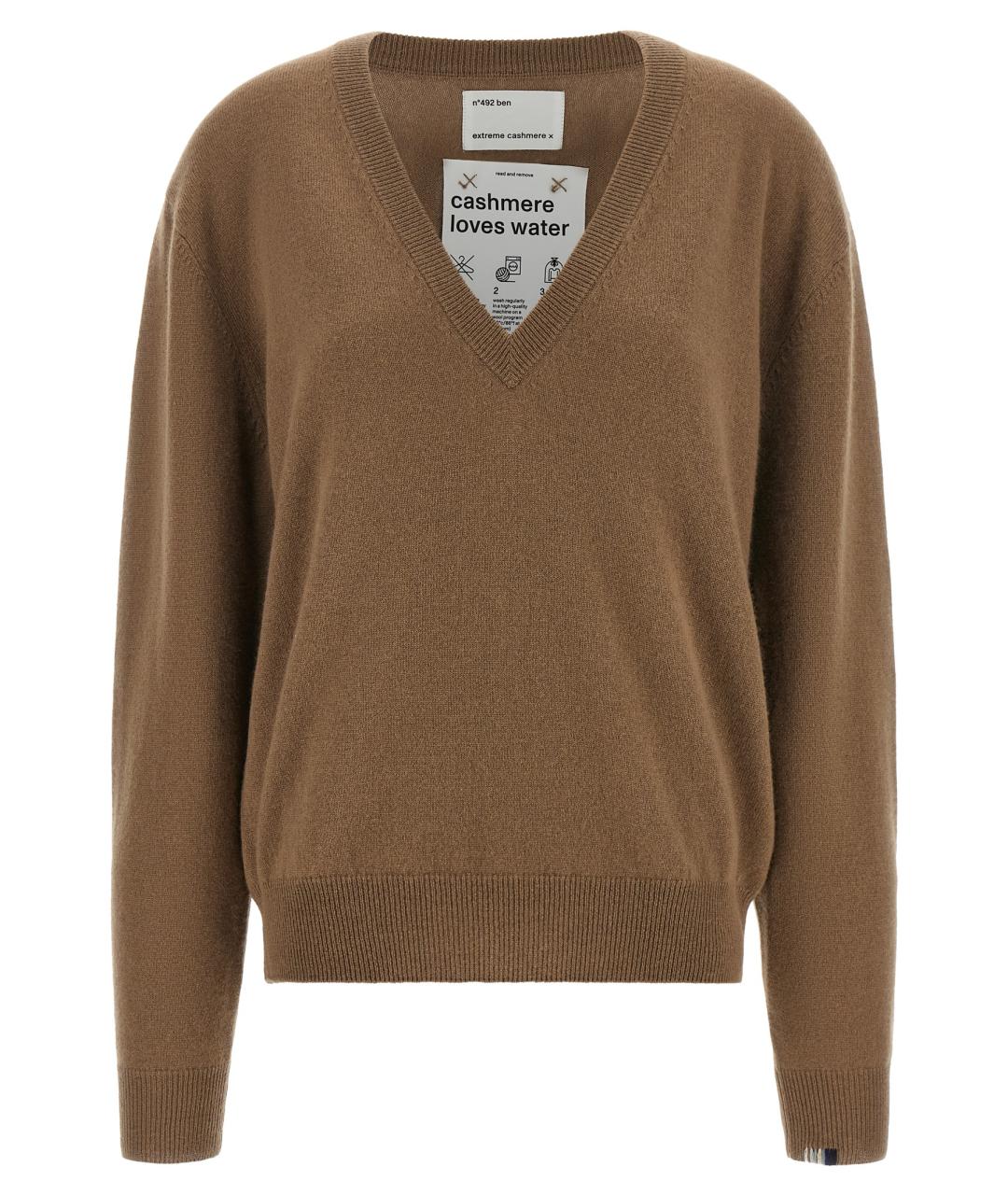 EXTREME CASHMERE Коричневый кашемировый джемпер / свитер, фото 1