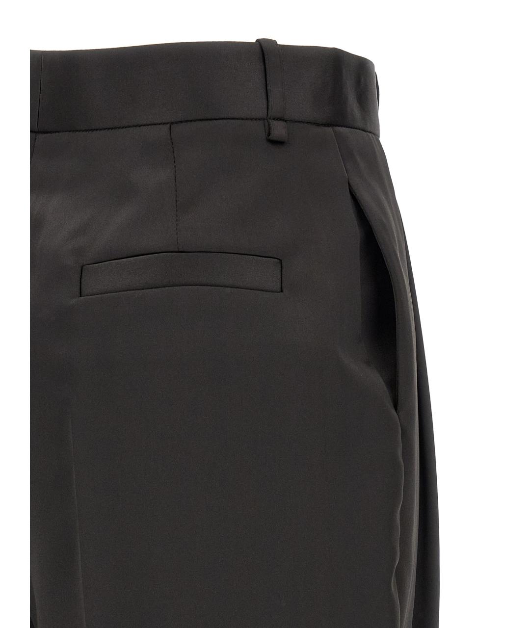 ELISABETTA FRANCHI Черные полиэстеровые прямые брюки, фото 4