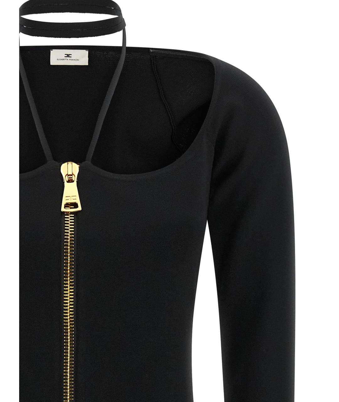 ELISABETTA FRANCHI Черное вискозное коктейльное платье, фото 3