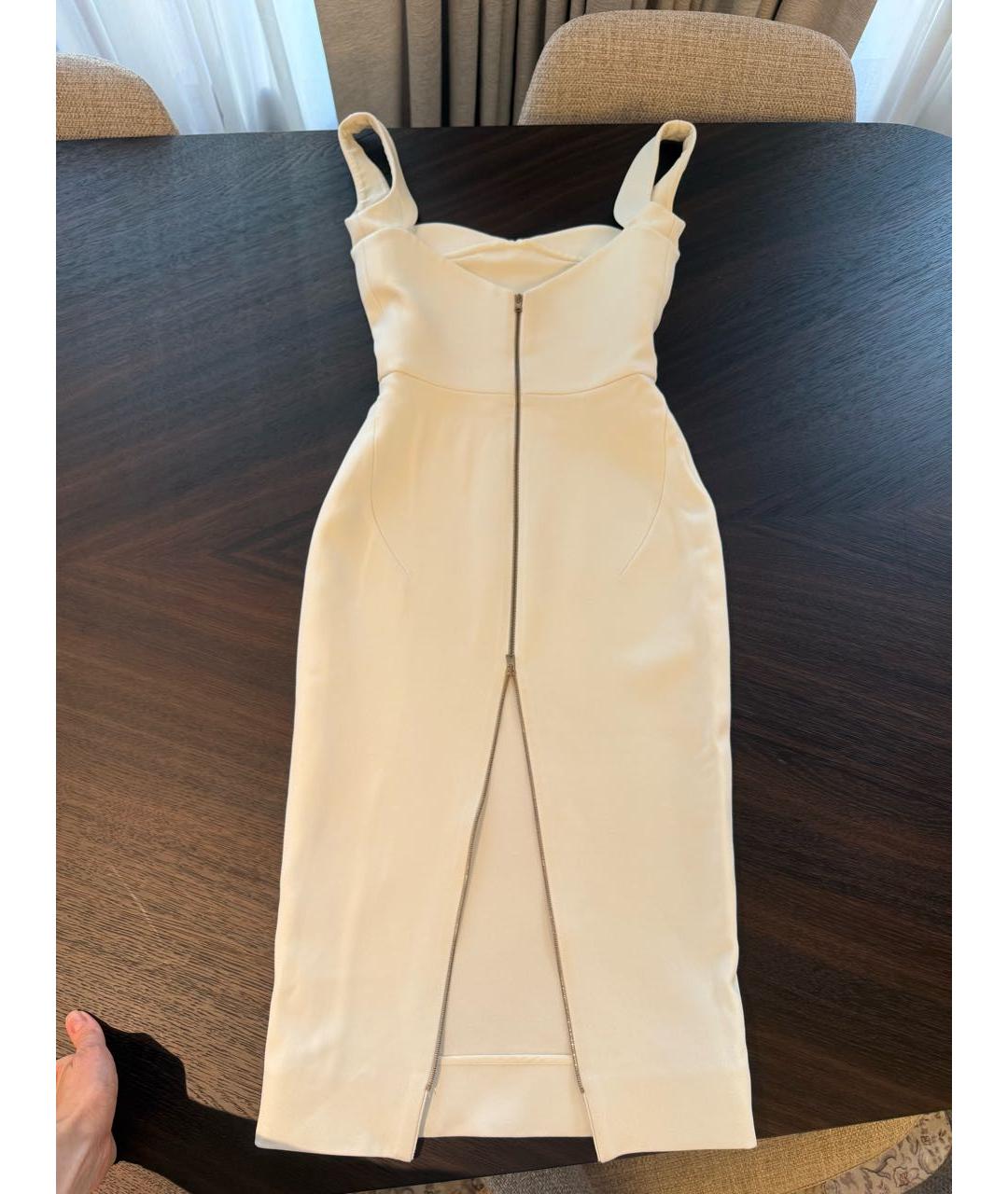 VICTORIA BECKHAM Белое шелковое коктейльное платье, фото 4