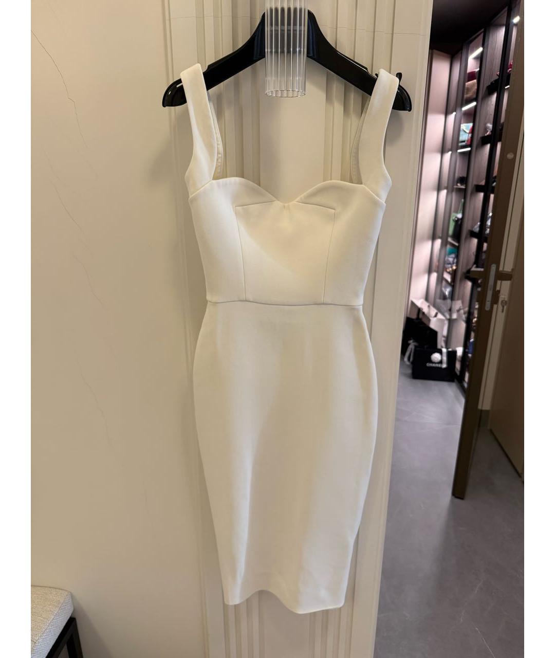 VICTORIA BECKHAM Белое шелковое коктейльное платье, фото 3