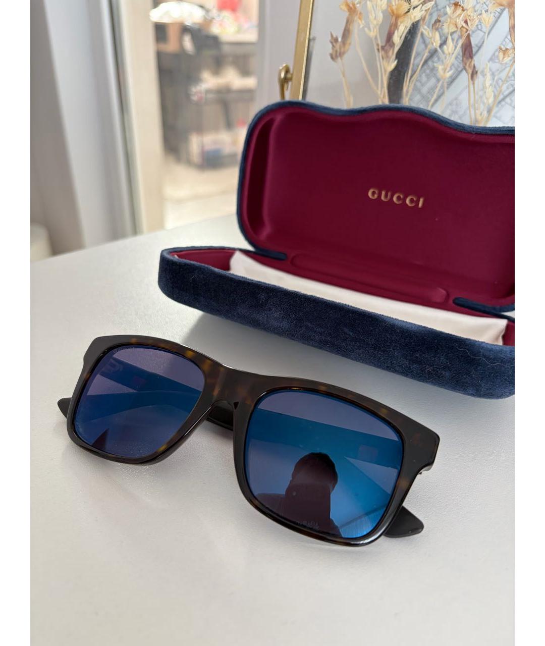 GUCCI Темно-синие солнцезащитные очки из рога буйвола, фото 2
