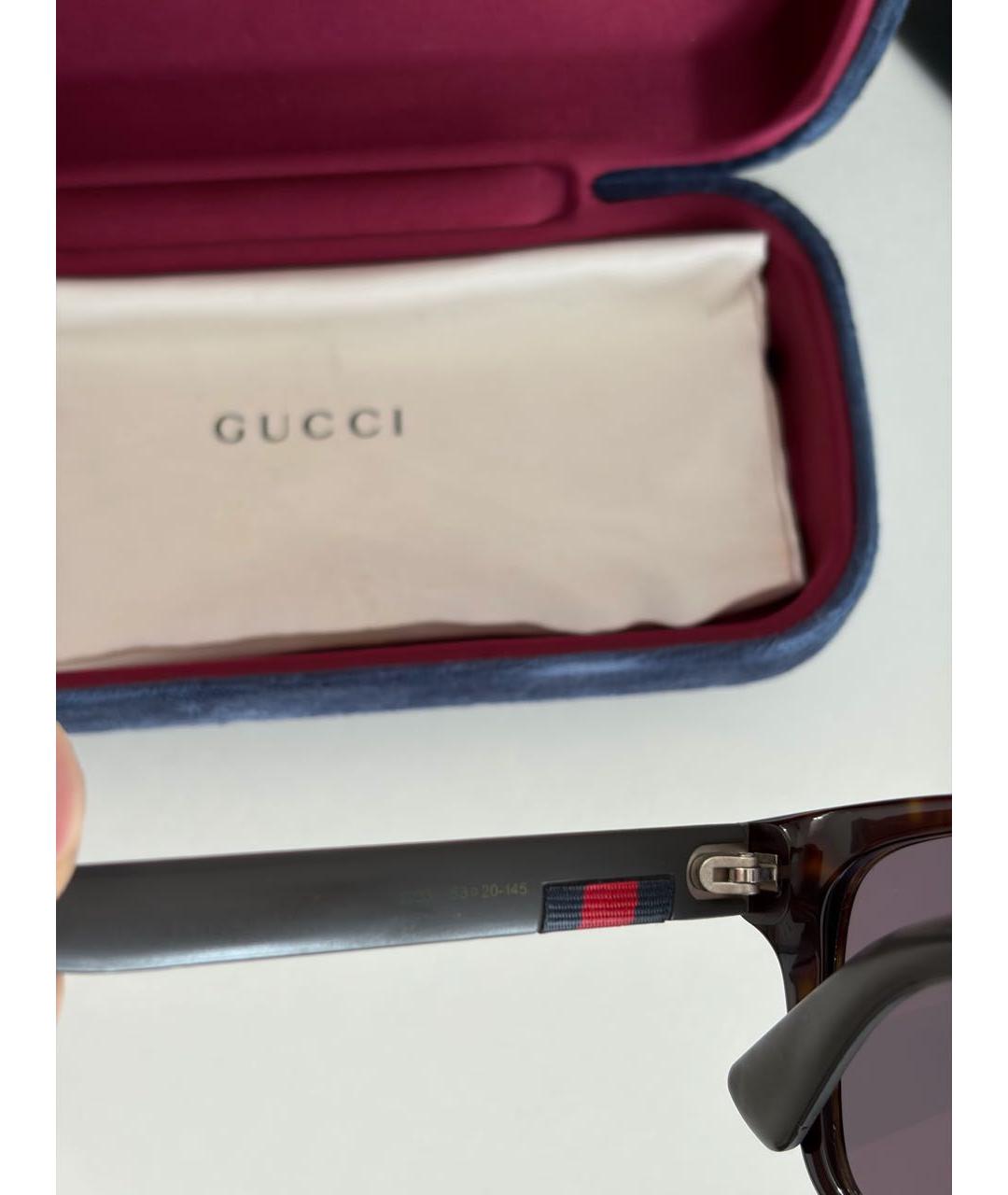 GUCCI Темно-синие солнцезащитные очки из рога буйвола, фото 4