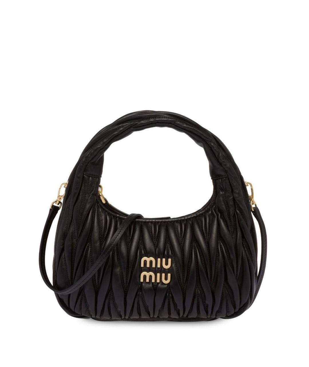MIU MIU Черная кожаная сумка с короткими ручками, фото 1