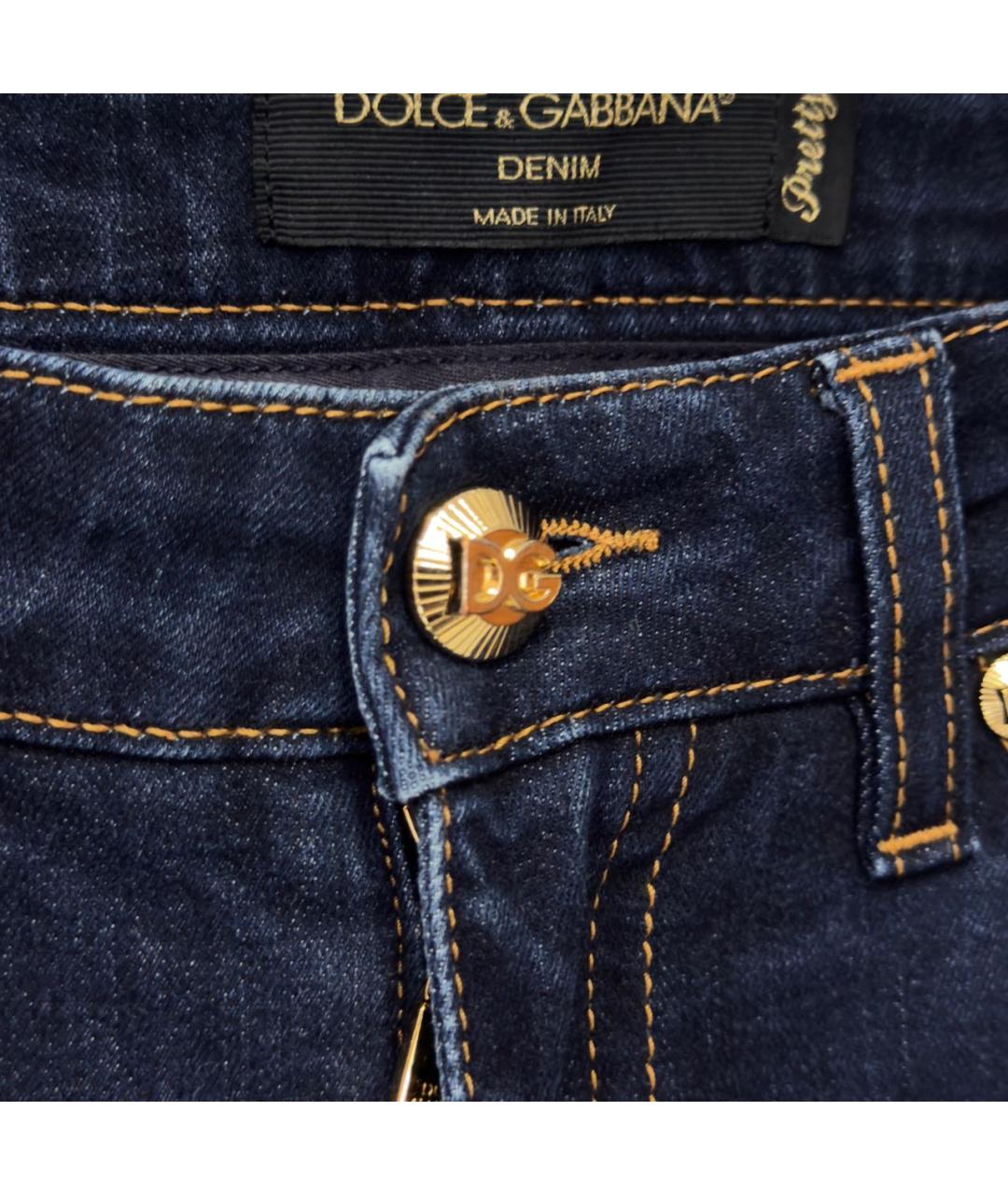 DOLCE&GABBANA Темно-синие хлопко-эластановые джинсы слим, фото 5