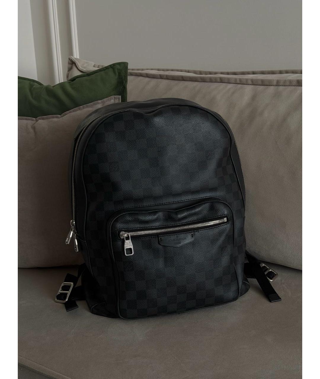 LOUIS VUITTON Черный канва рюкзак, фото 9