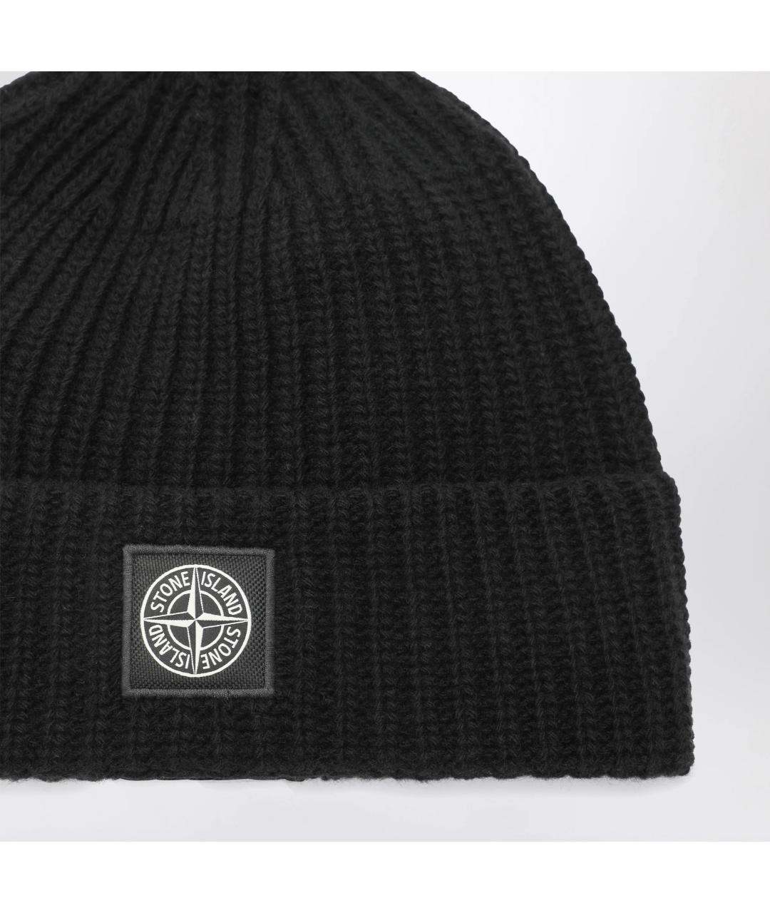 STONE ISLAND Черная шерстяная шапка, фото 2