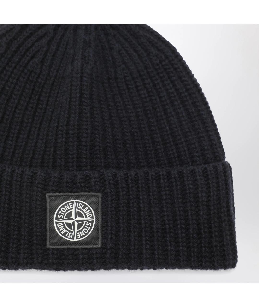 STONE ISLAND Темно-синяя шерстяная шапка, фото 2