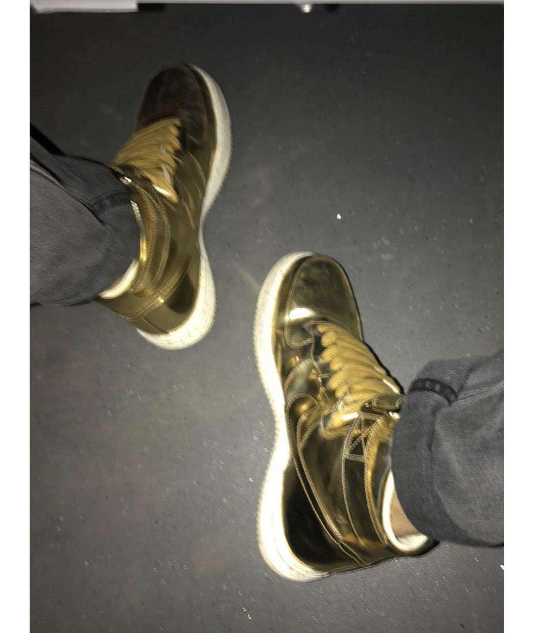NIKE Золотые высокие кроссовки / кеды из лакированной кожи, фото 5