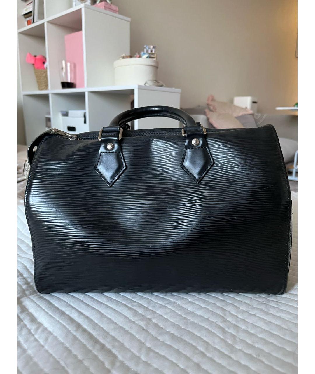 LOUIS VUITTON Черная кожаная сумка с короткими ручками, фото 9