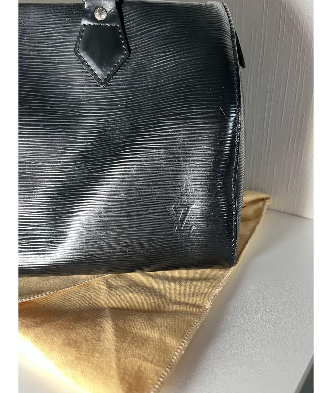 LOUIS VUITTON Черная кожаная сумка с короткими ручками, фото 5