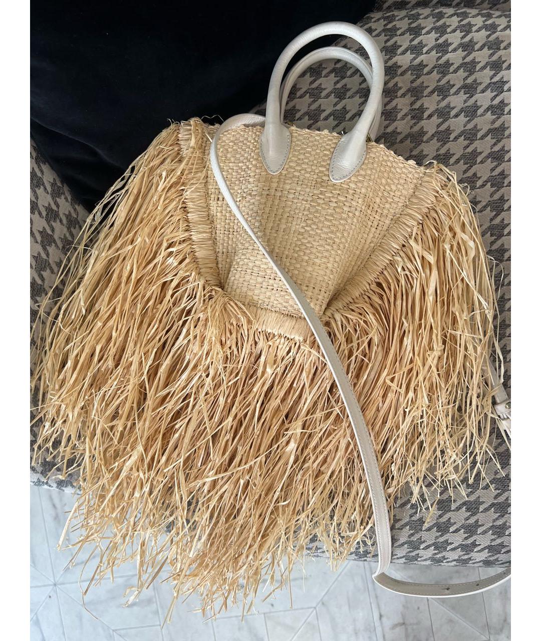 JACQUEMUS Бежевая рафия пляжная сумка, фото 2
