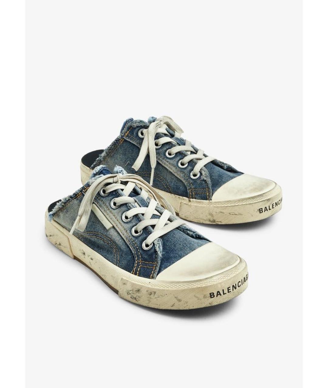 BALENCIAGA Синие текстильные низкие кроссовки / кеды, фото 9