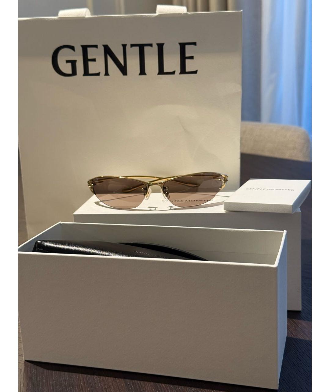 GENTLE MONSTER Золотые металлические солнцезащитные очки, фото 8