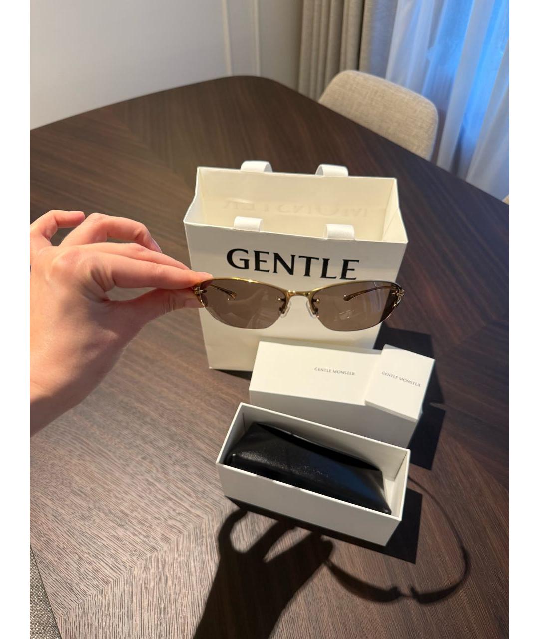 GENTLE MONSTER Золотые металлические солнцезащитные очки, фото 7