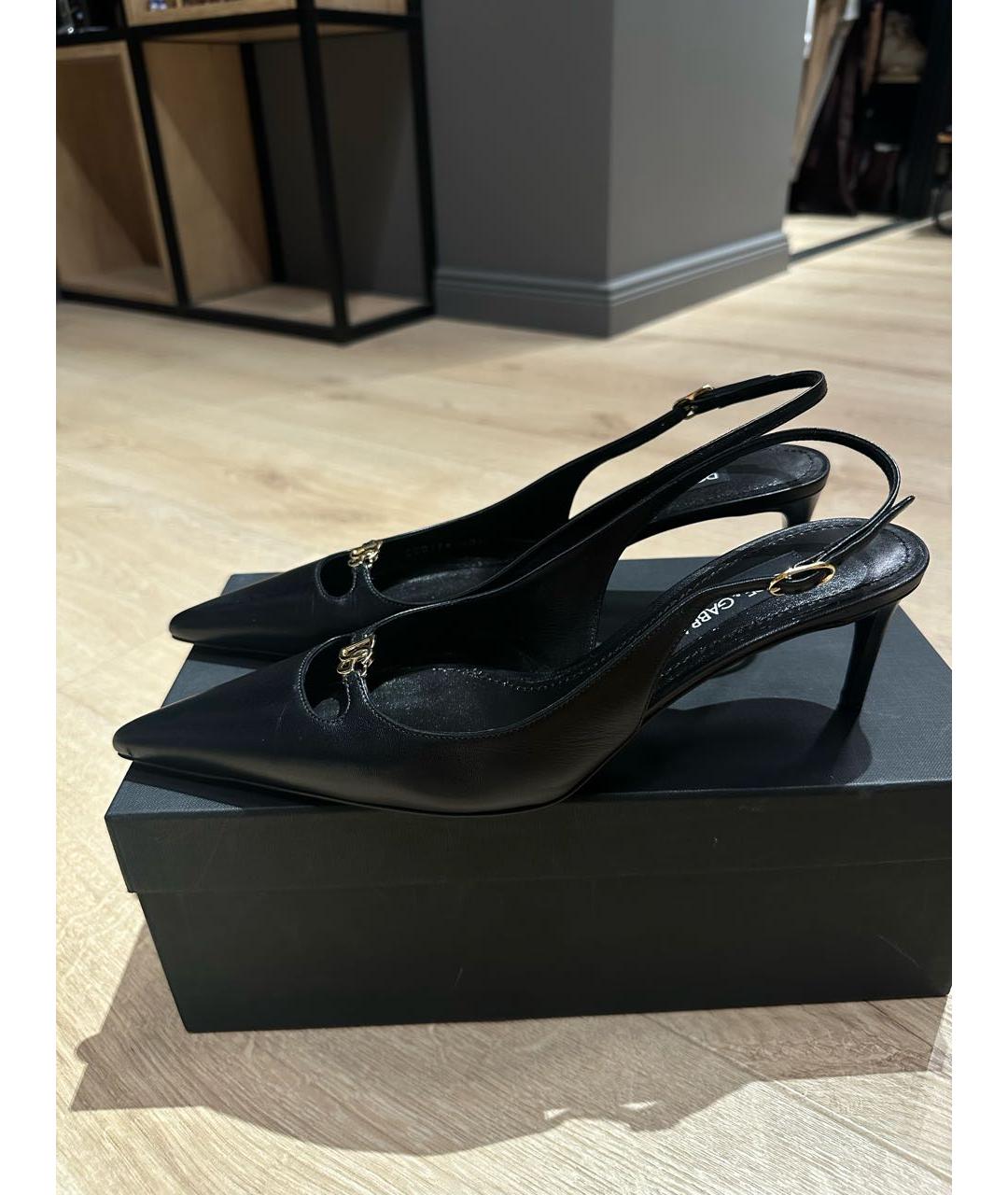 DOLCE&GABBANA Черные кожаные туфли, фото 3