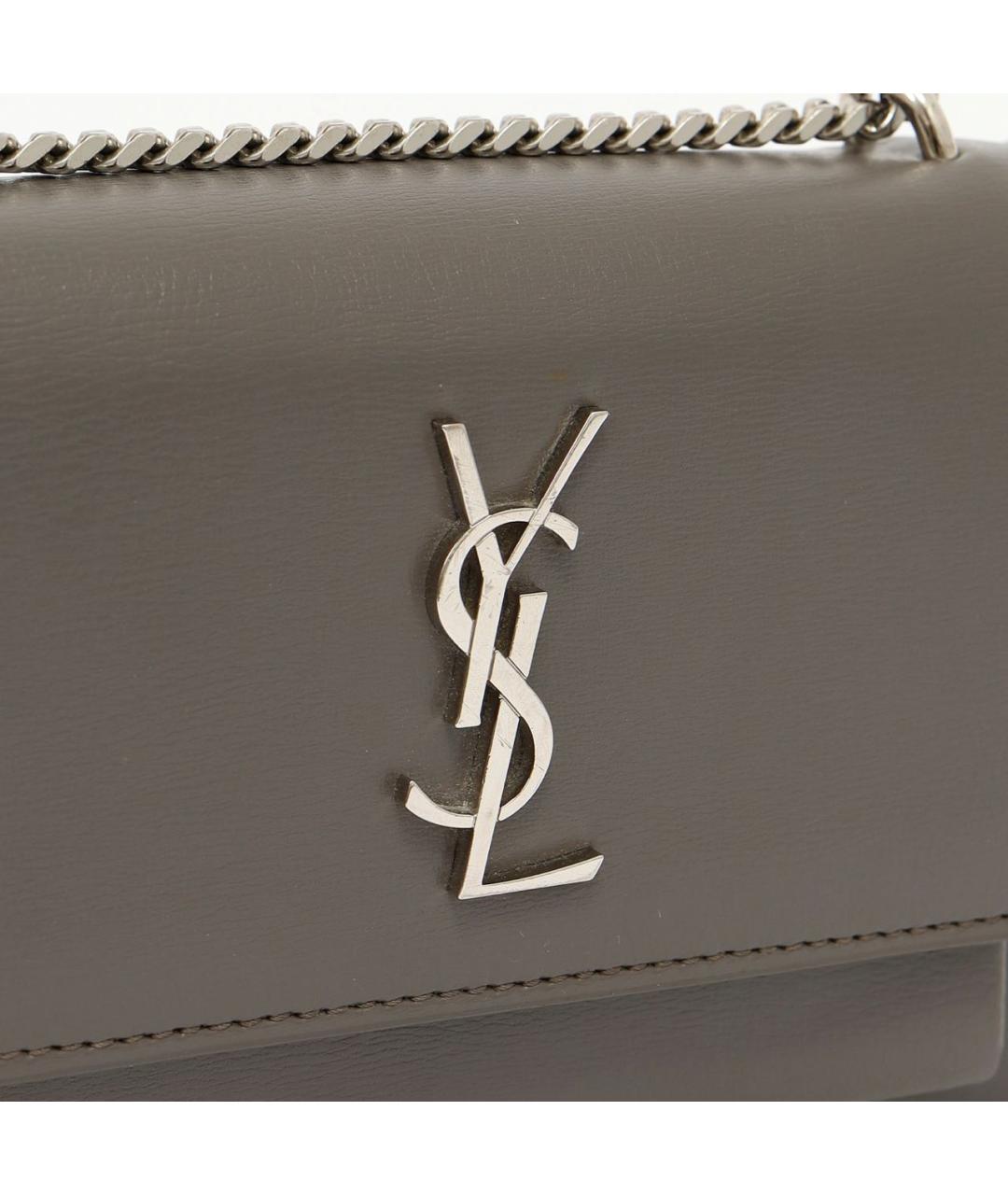 SAINT LAURENT Серая кожаная сумка через плечо, фото 5