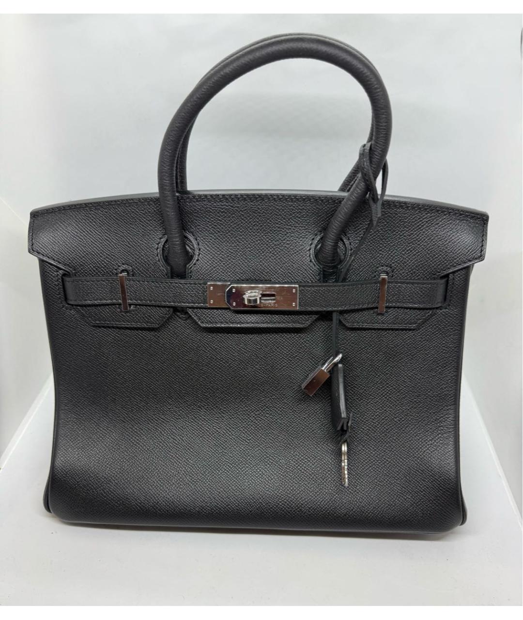 HERMES Черная кожаная сумка с короткими ручками, фото 9