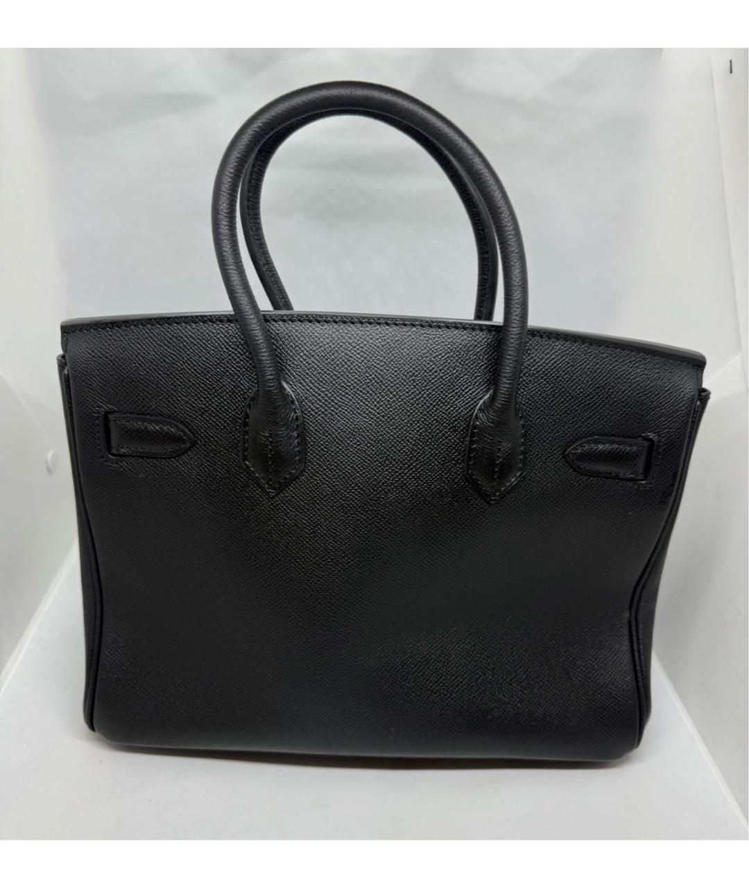 HERMES Черная кожаная сумка с короткими ручками, фото 3