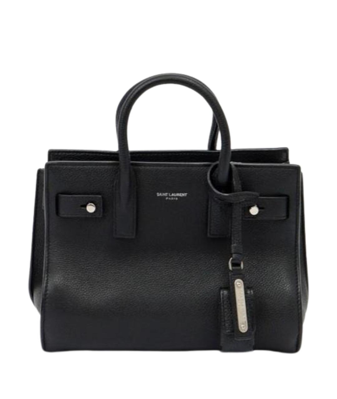 SAINT LAURENT Черная кожаная сумка с короткими ручками, фото 1
