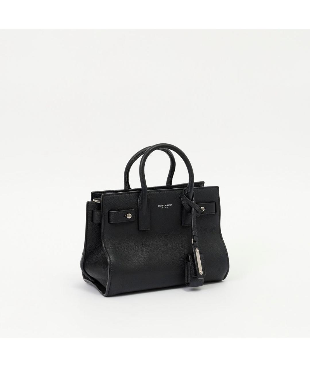 SAINT LAURENT Черная кожаная сумка с короткими ручками, фото 2