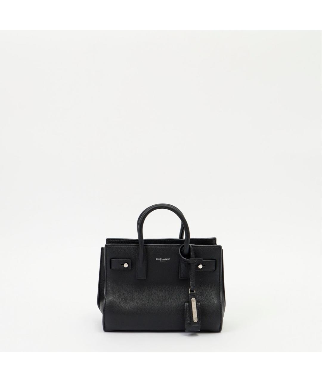 SAINT LAURENT Черная кожаная сумка с короткими ручками, фото 9