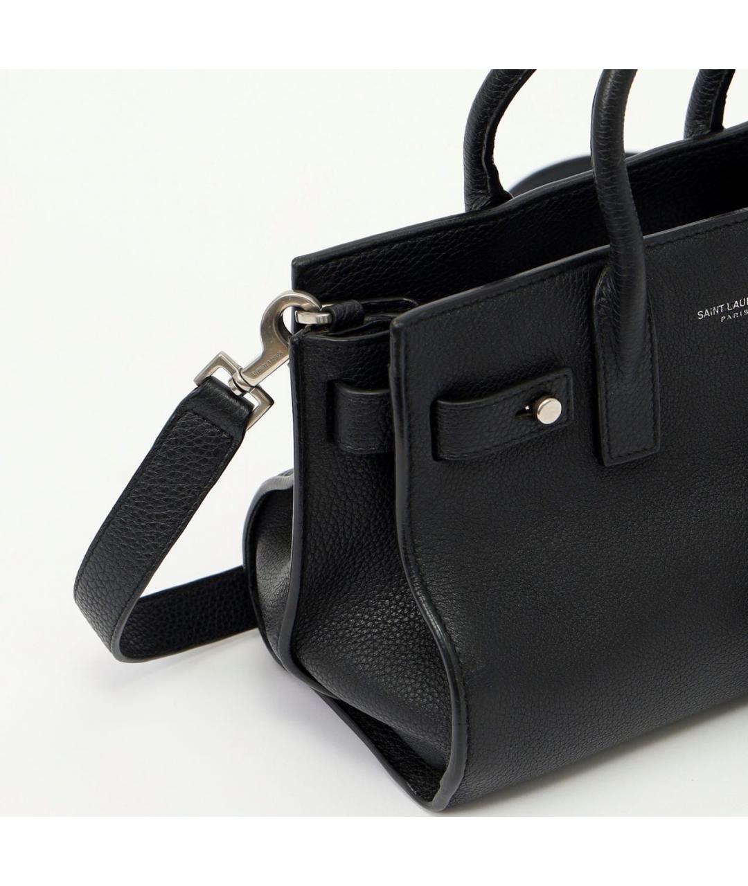 SAINT LAURENT Черная кожаная сумка с короткими ручками, фото 7