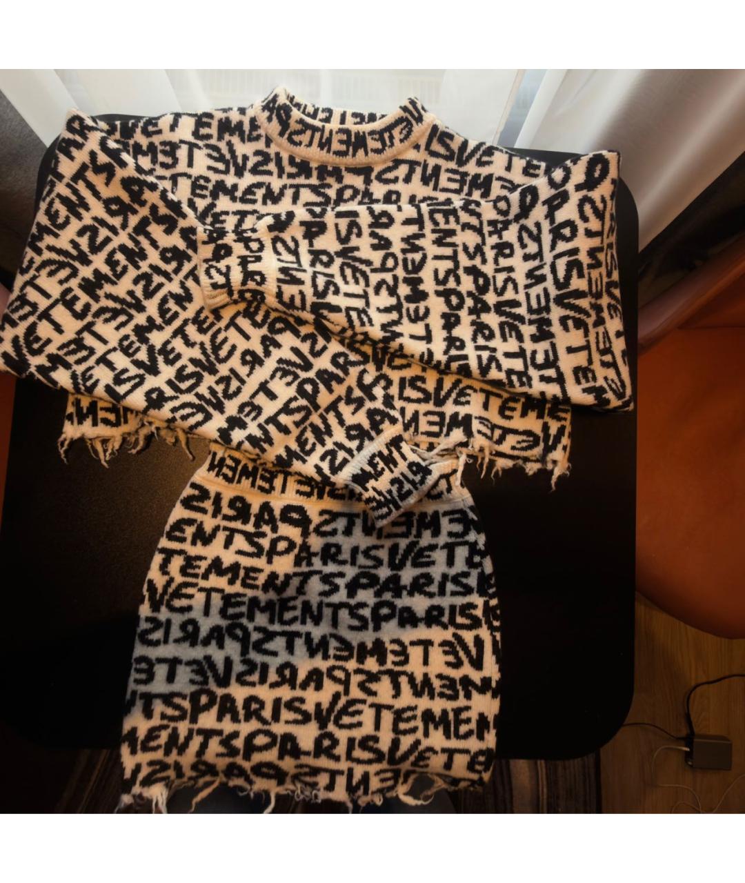 VETEMENTS Белая шерстяная юбка мини, фото 2