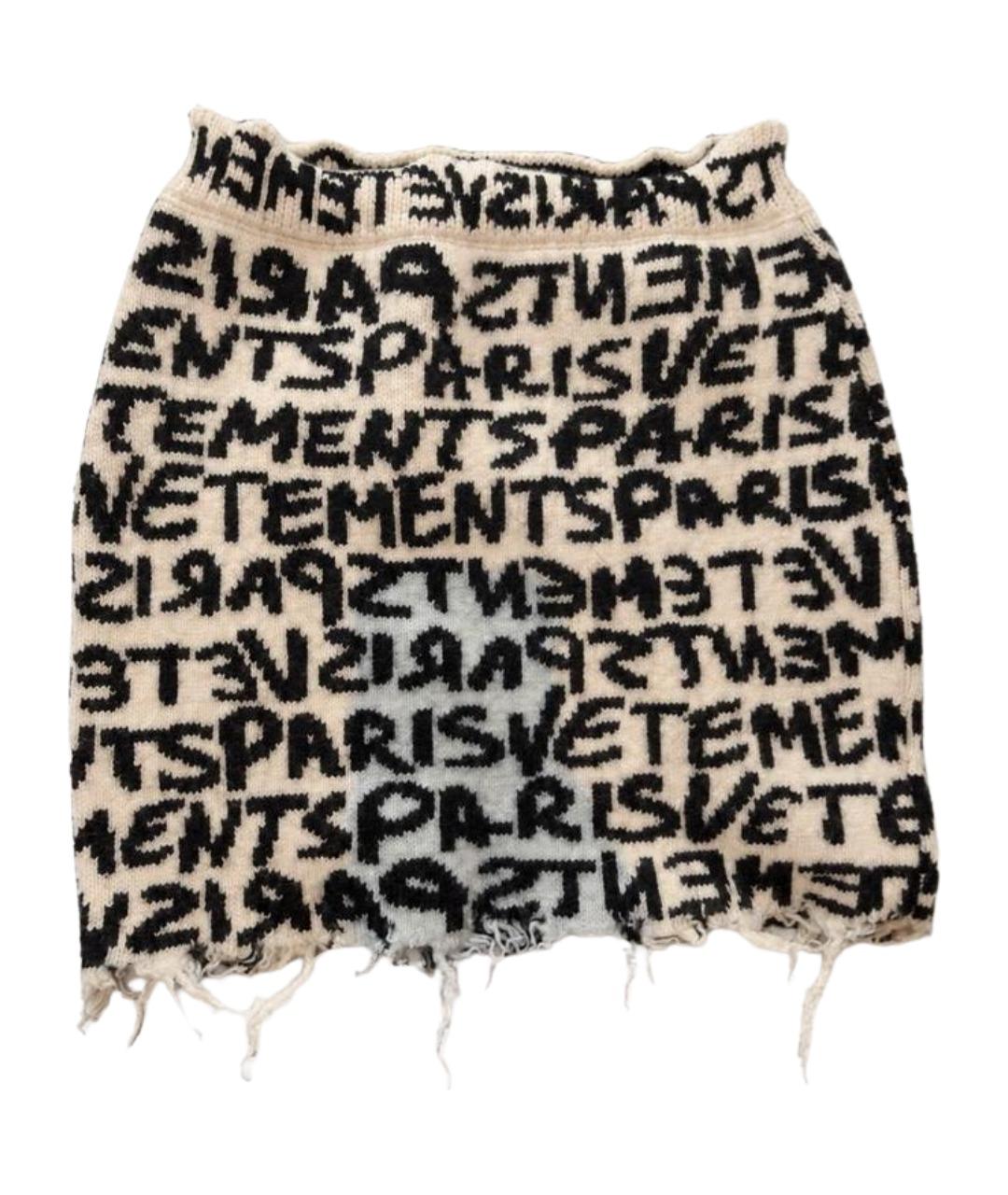 VETEMENTS Белая шерстяная юбка мини, фото 1