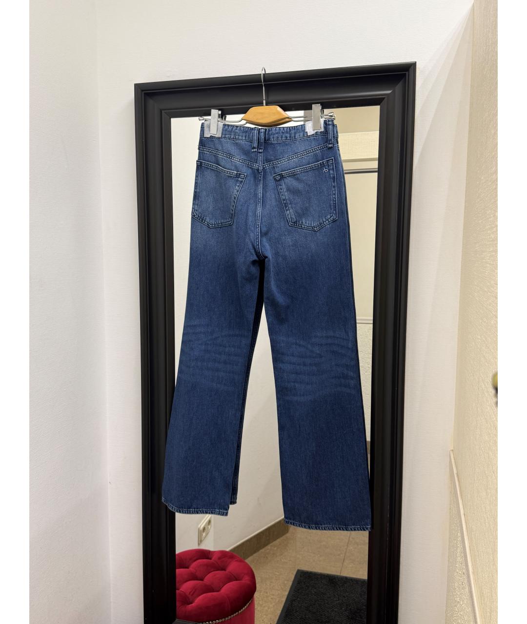 RAG & BONE Синие хлопковые прямые джинсы, фото 2