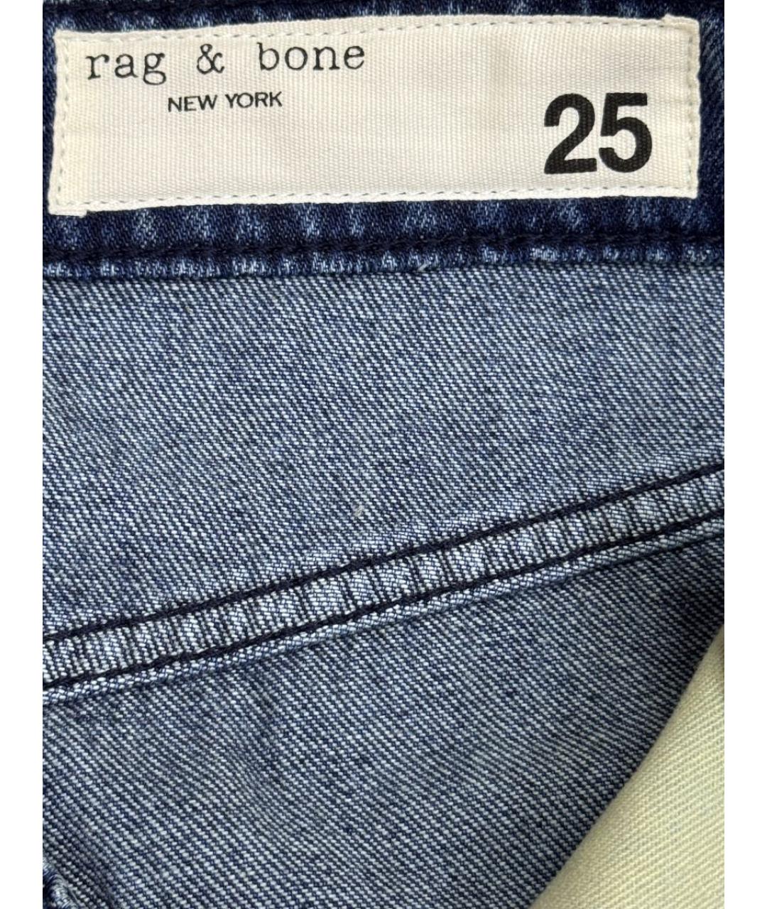 RAG & BONE Синие хлопковые прямые джинсы, фото 6