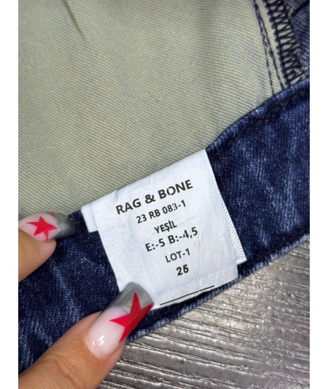 RAG & BONE Синие хлопковые прямые джинсы, фото 8