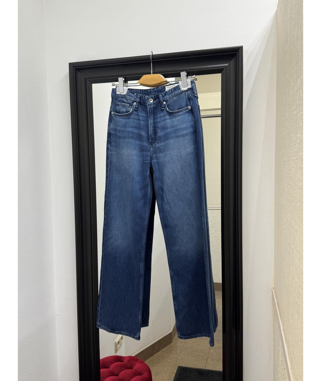 RAG & BONE Синие хлопковые прямые джинсы, фото 10