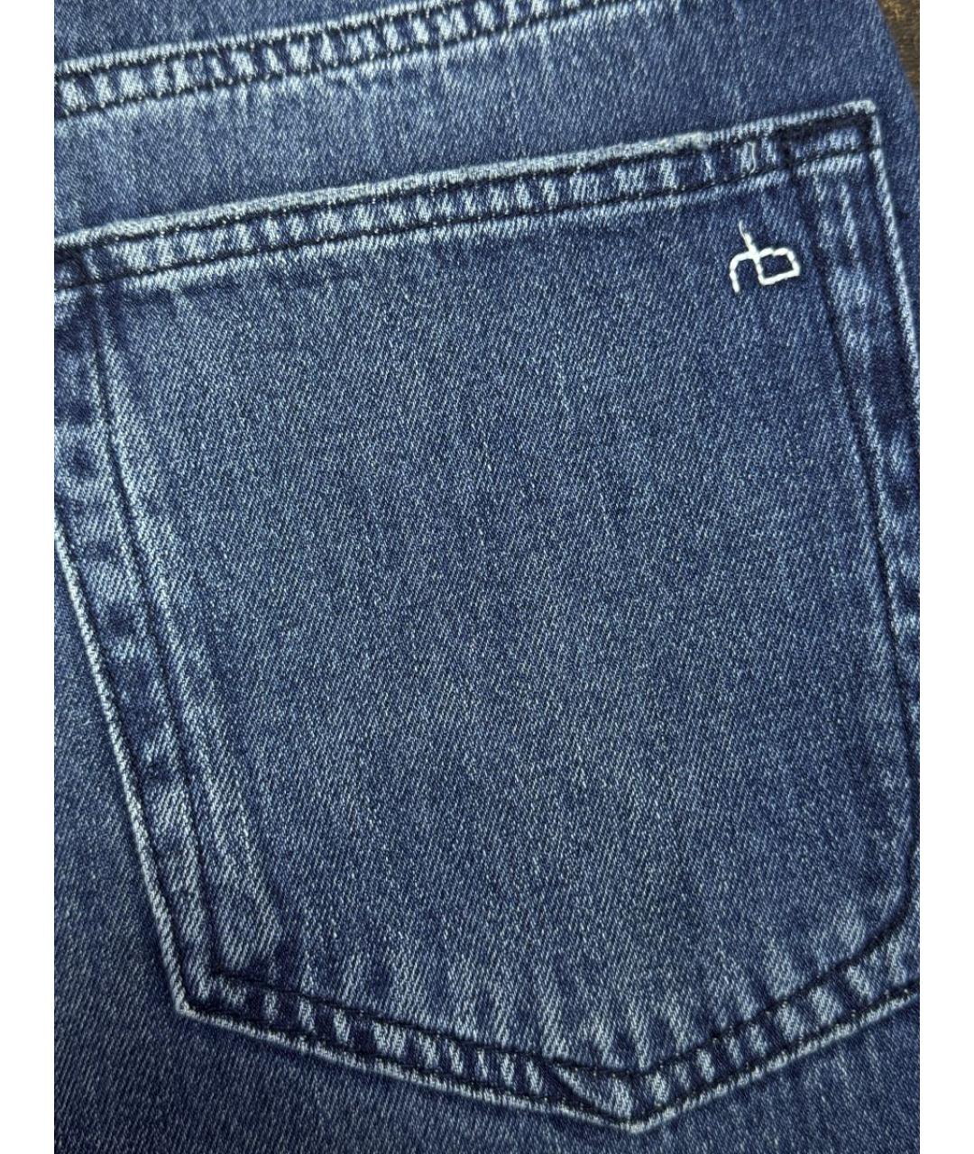 RAG & BONE Синие хлопковые прямые джинсы, фото 4