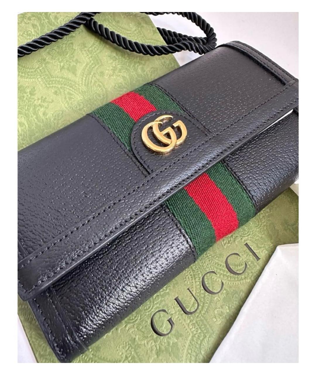 GUCCI Черный кожаный кошелек, фото 6