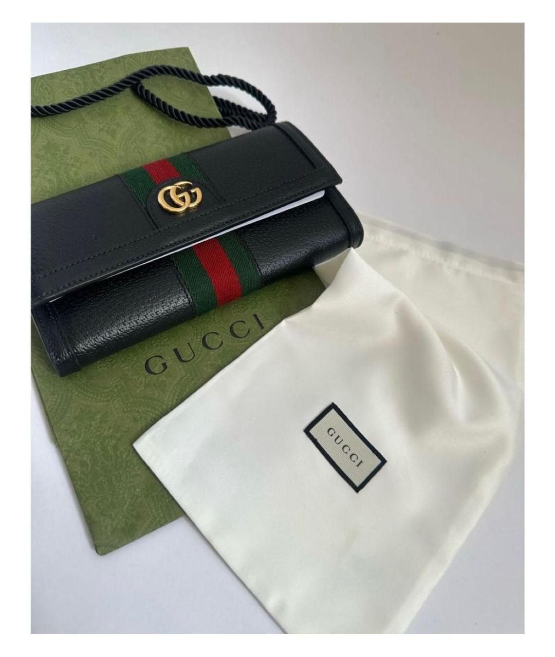 GUCCI Черный кожаный кошелек, фото 5
