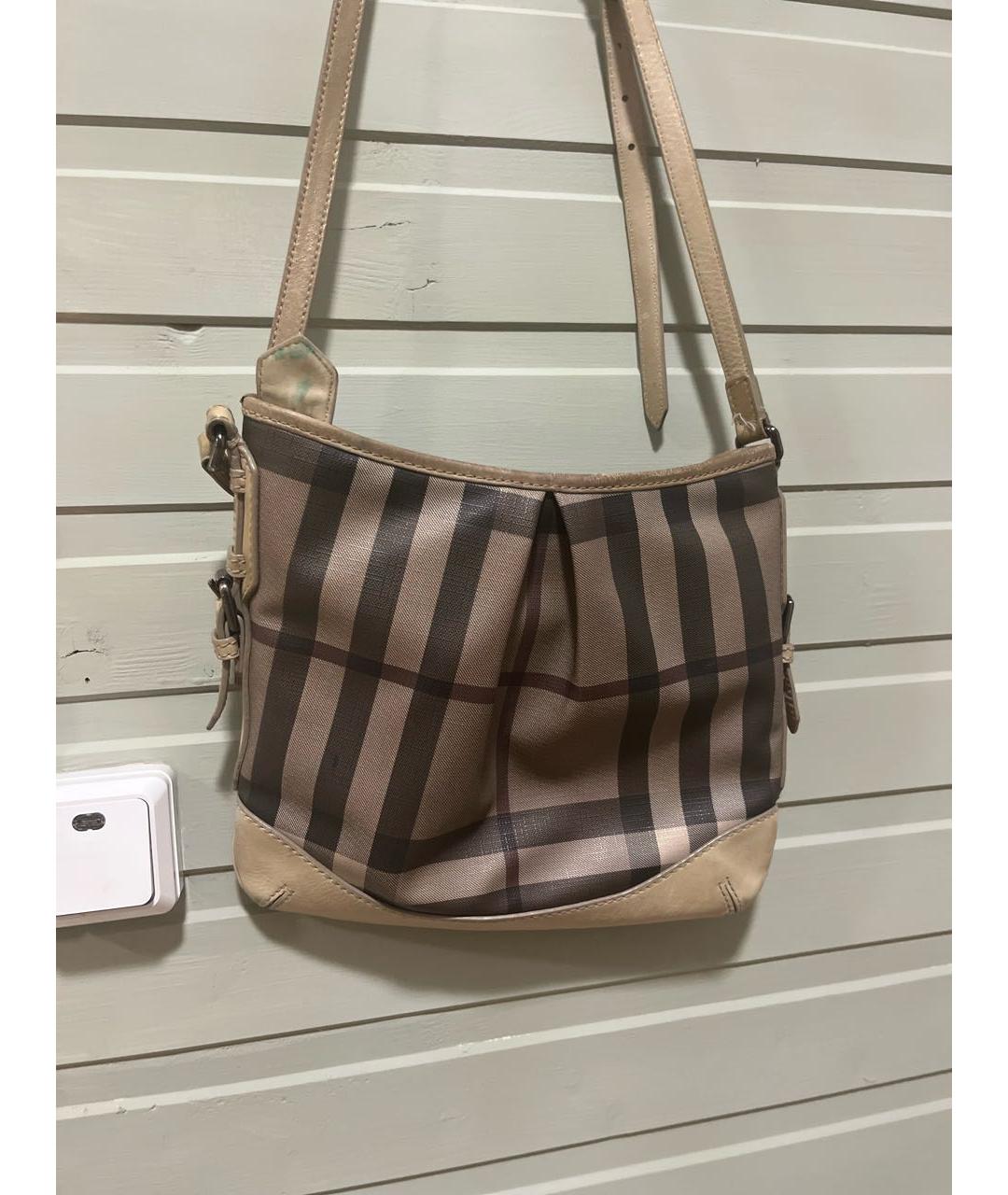 BURBERRY Бежевая кожаная сумка через плечо, фото 5