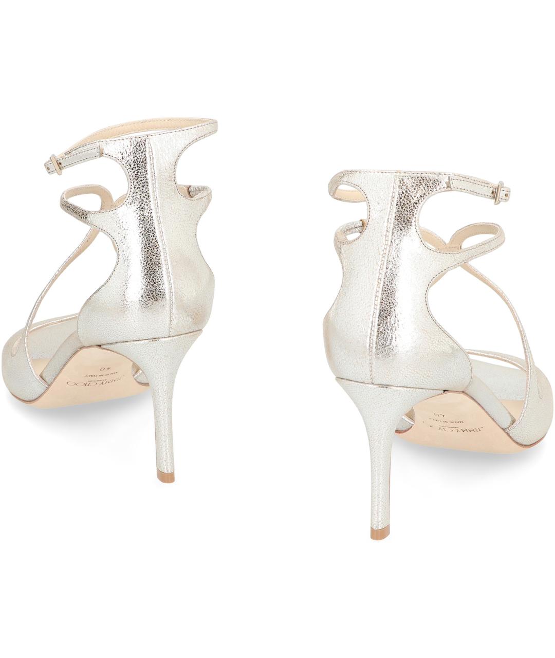 JIMMY CHOO Золотые кожаные босоножки, фото 4