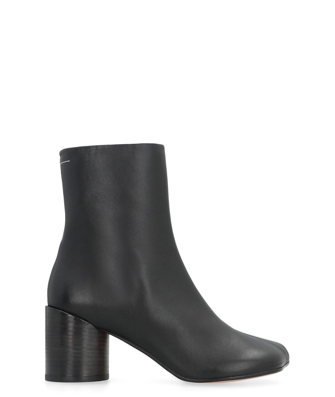 MM6 MAISON MARGIELA Черные кожаные ботильоны, фото 1