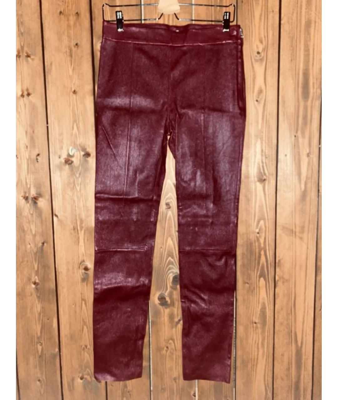 ACNE STUDIOS Бордовые кожаные прямые брюки, фото 2