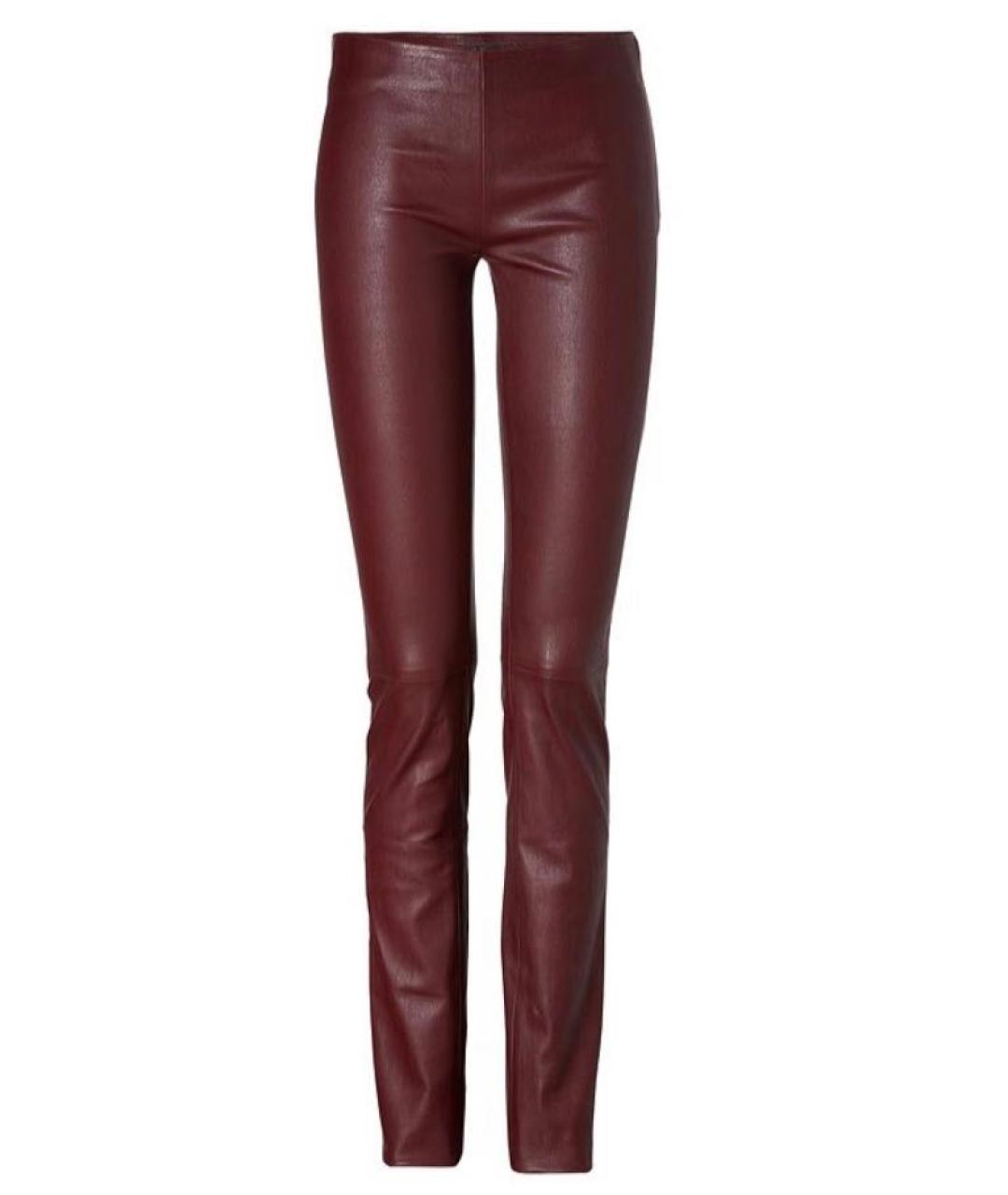 ACNE STUDIOS Бордовые кожаные прямые брюки, фото 1