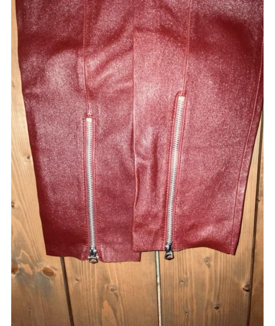 ACNE STUDIOS Бордовые кожаные прямые брюки, фото 6
