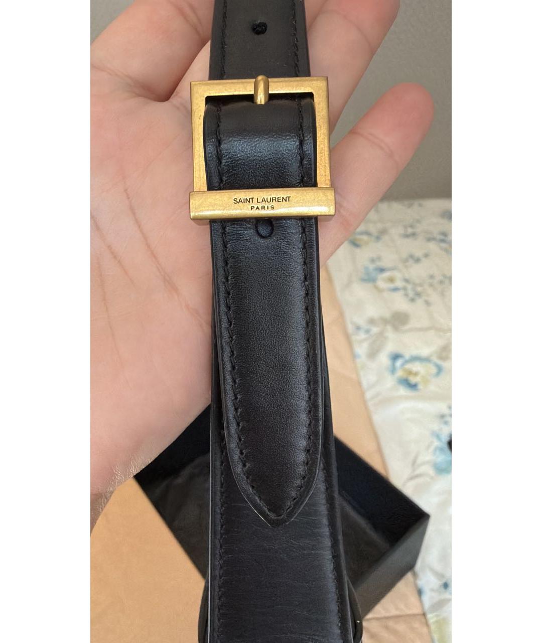 SAINT LAURENT Черная кожаная сумка с короткими ручками, фото 3