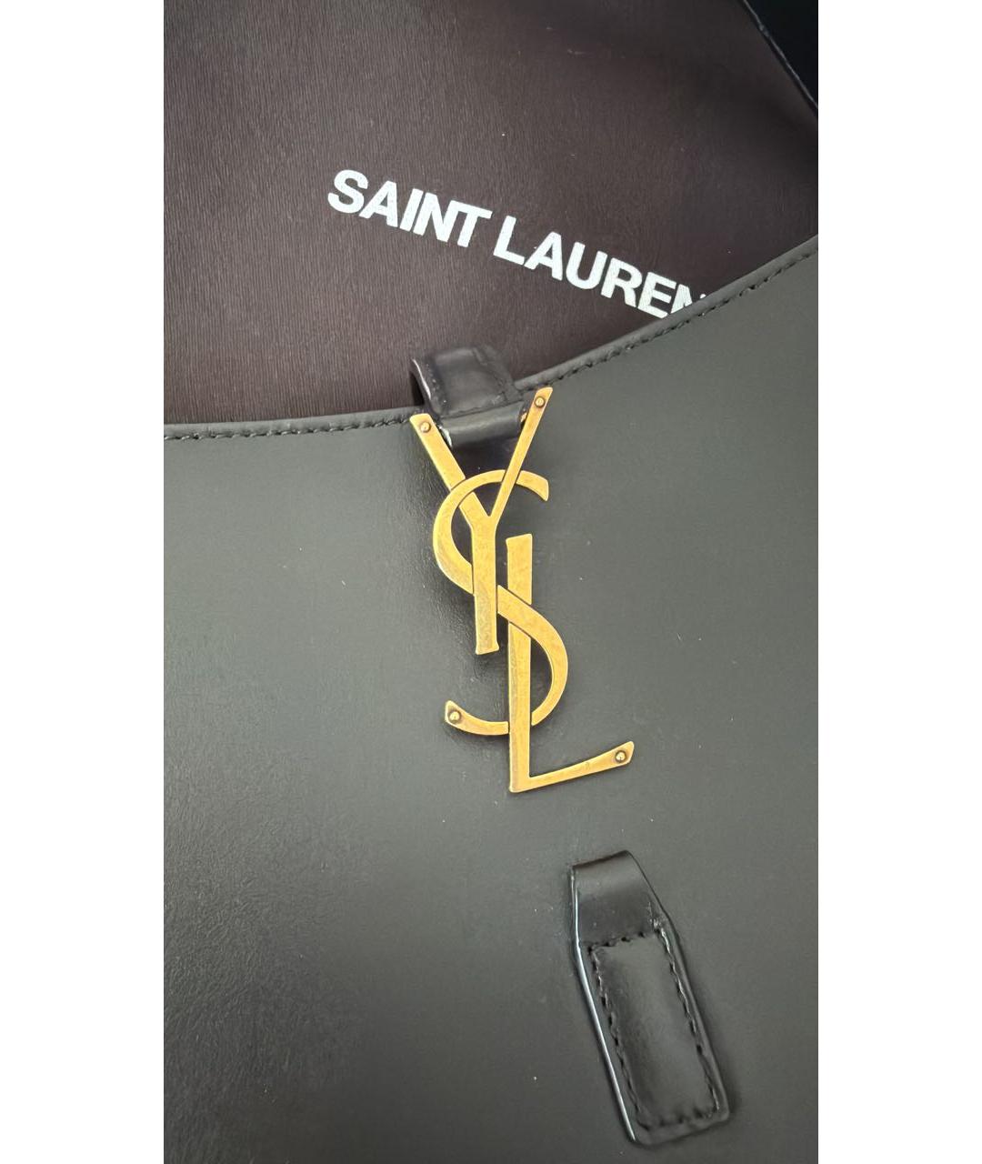 SAINT LAURENT Черная кожаная сумка с короткими ручками, фото 2